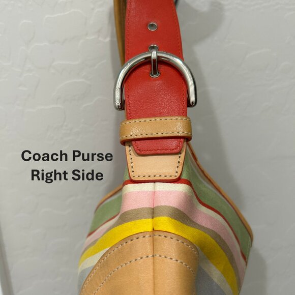 Coach Soho Hampton Multi-Color Striped Hobo Handbag Purse (EXCELLENT CONDITION) - Picture 4 of 7